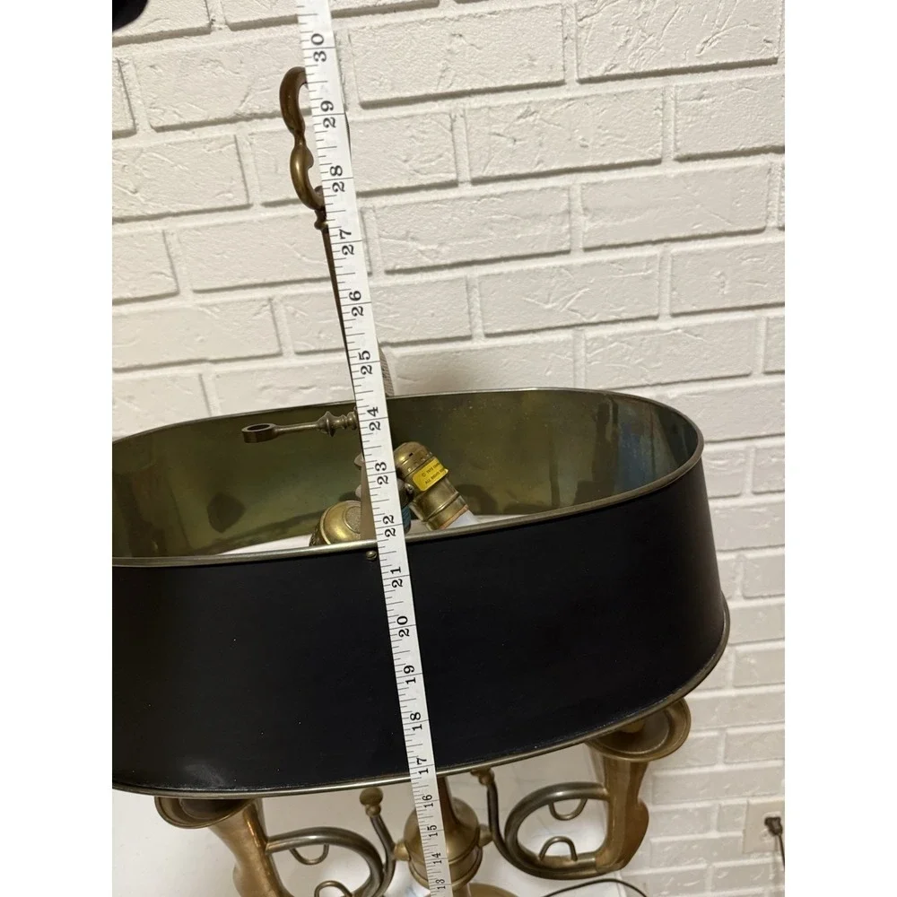 Classic Chapman French Horn Style Buillotte Lamp with Oblong Metal Shade 29